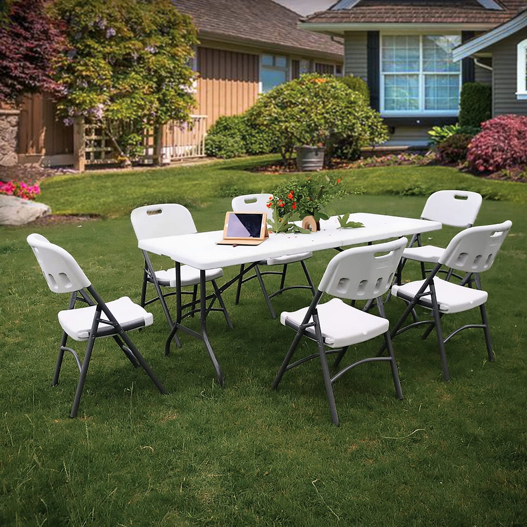 6Ft Heavy Duty Folding Plastic Table White J228