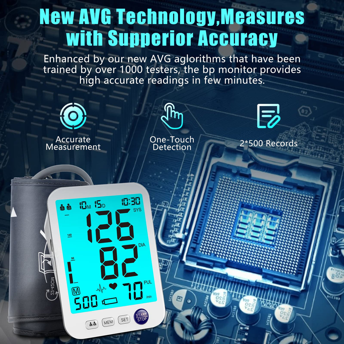 Automatic Digital Blood Pressure Monitor Upper Arm Adjustable Cuff D5025