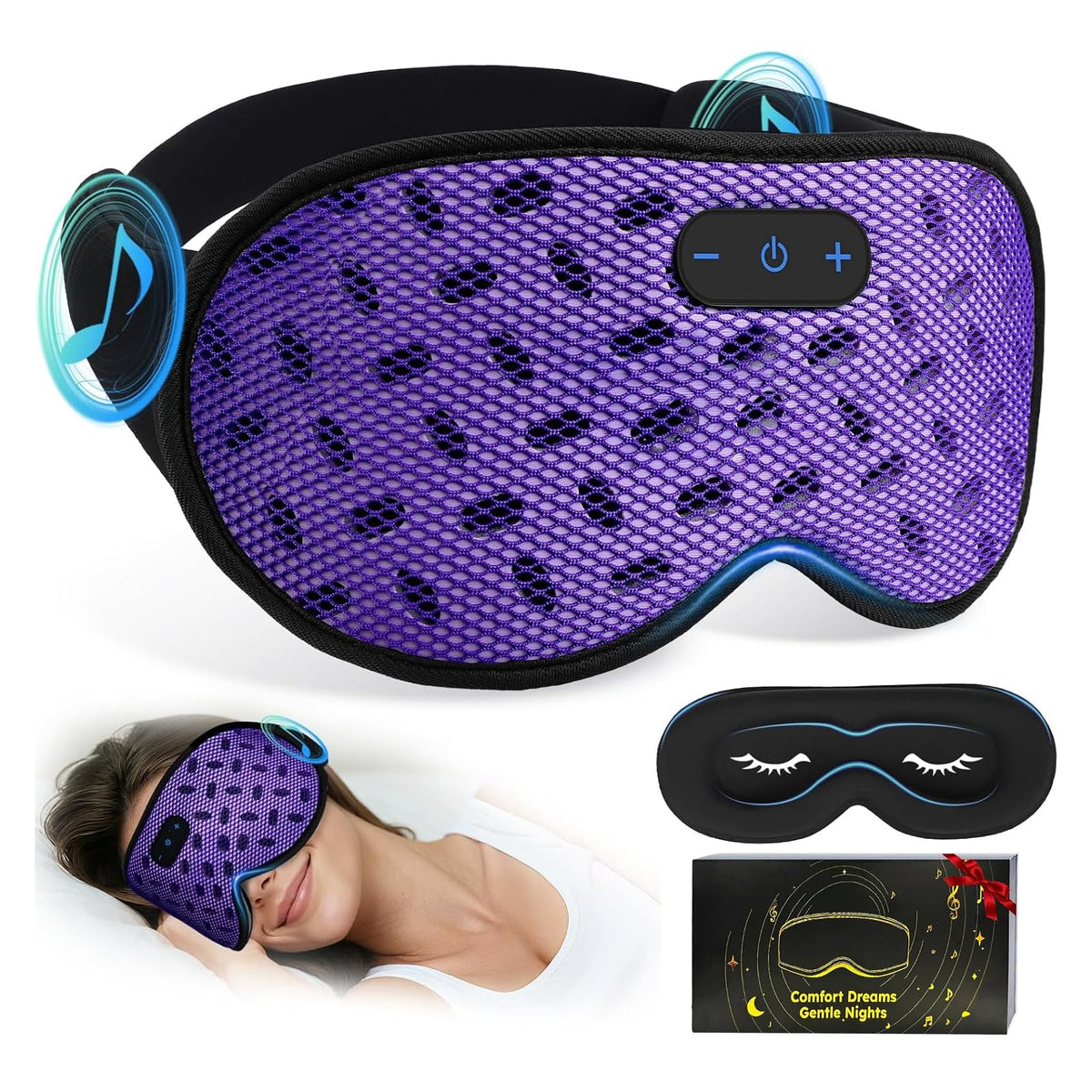 Bluetooth 3D Contoured Sleeping Eye Mask T194372