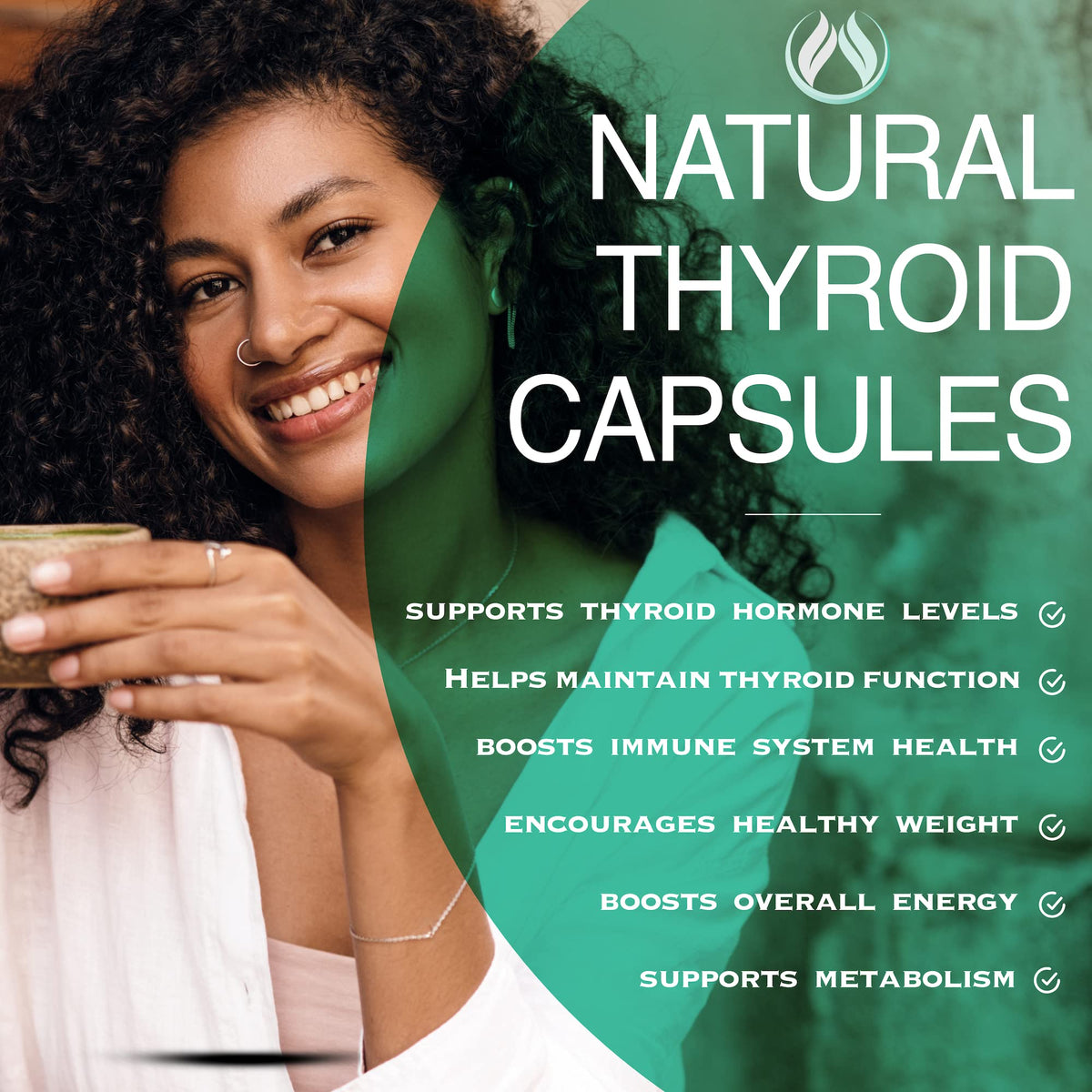 Thyroid Support Supplement with Iodine, Ashwagandha, Zinc, Selenium, Vitamin B12, Kelp, Magnesium, L Tyrosine C3116
