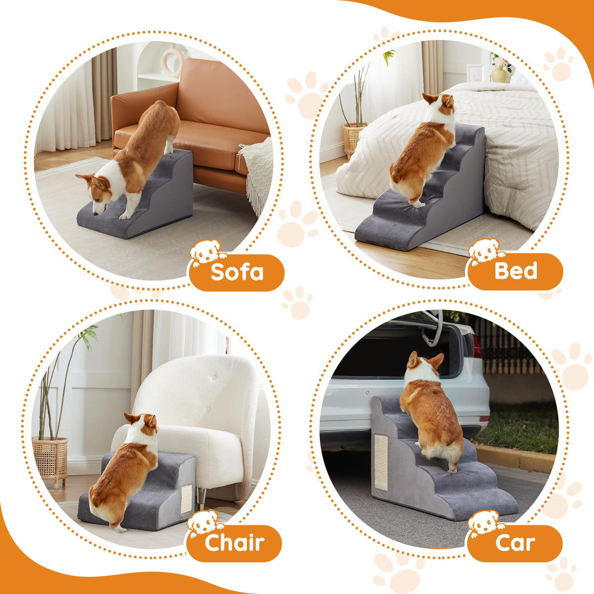 Dog Stairs 2-Step Grey E74450