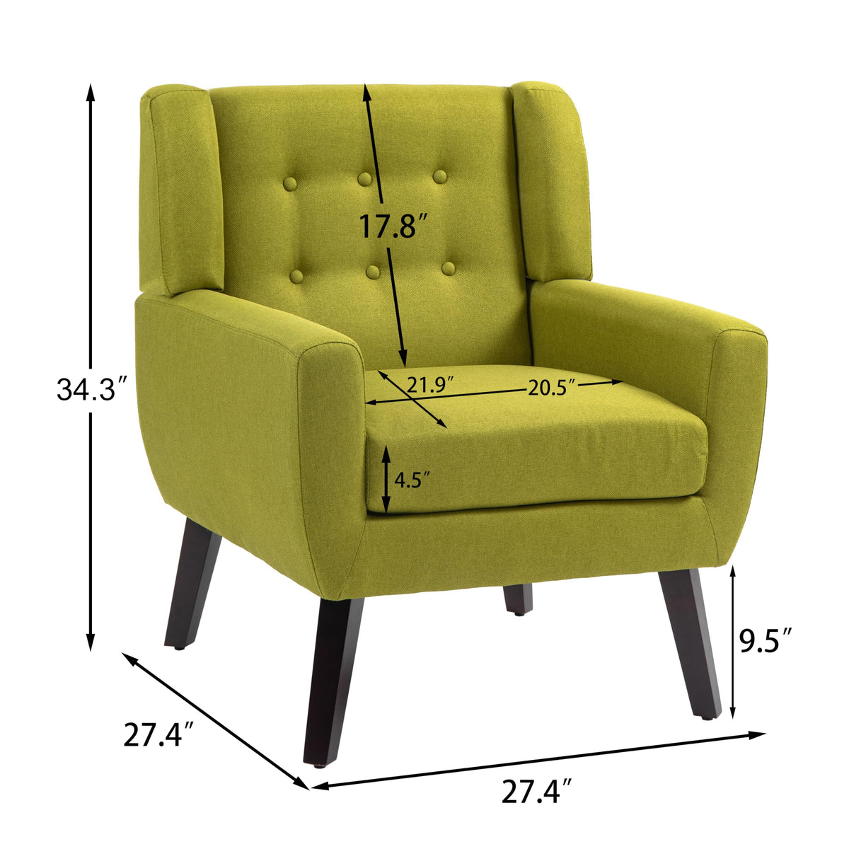 Green Fabric Accent Chairs Set of 2 D93485
