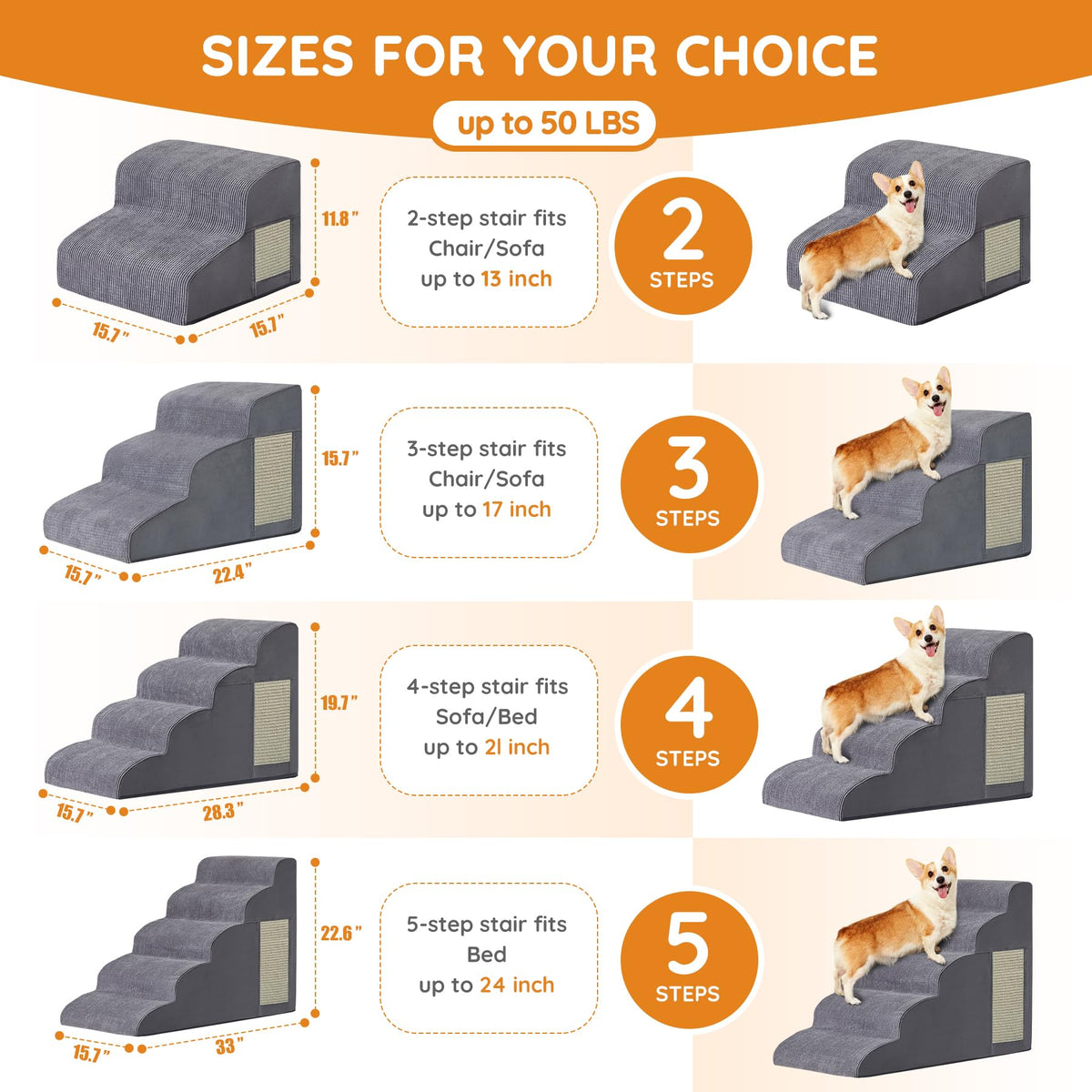 Dog Stairs 2-Step Grey E74450