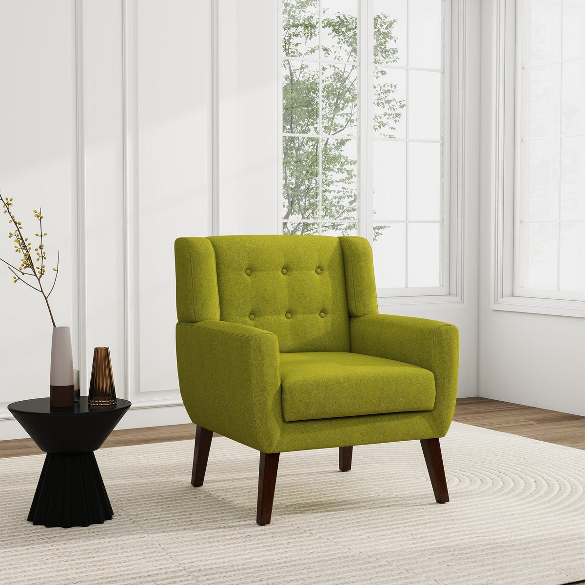Green Fabric Accent Chairs Set of 2 D93485