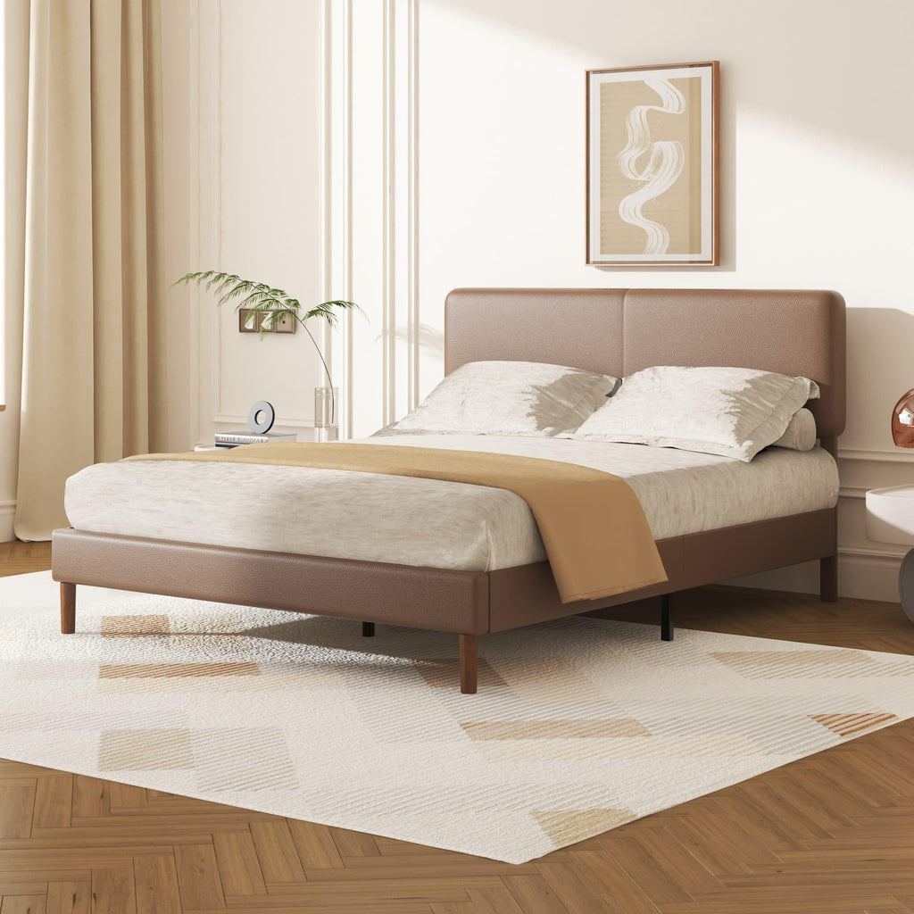 Minimalist Leather Bed Frame with Adjustable Headboard D808