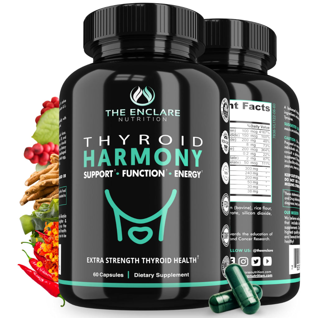 Thyroid Support Supplement with Iodine, Ashwagandha, Zinc, Selenium, Vitamin B12, Kelp, Magnesium, L Tyrosine C3116