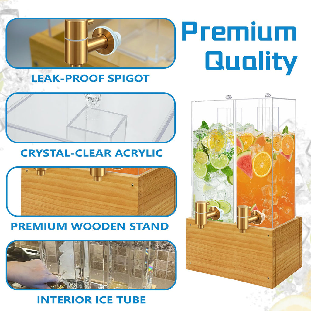 2 Pack 2 Gallon Drink Dispenser with Stand and Ice Core H276318