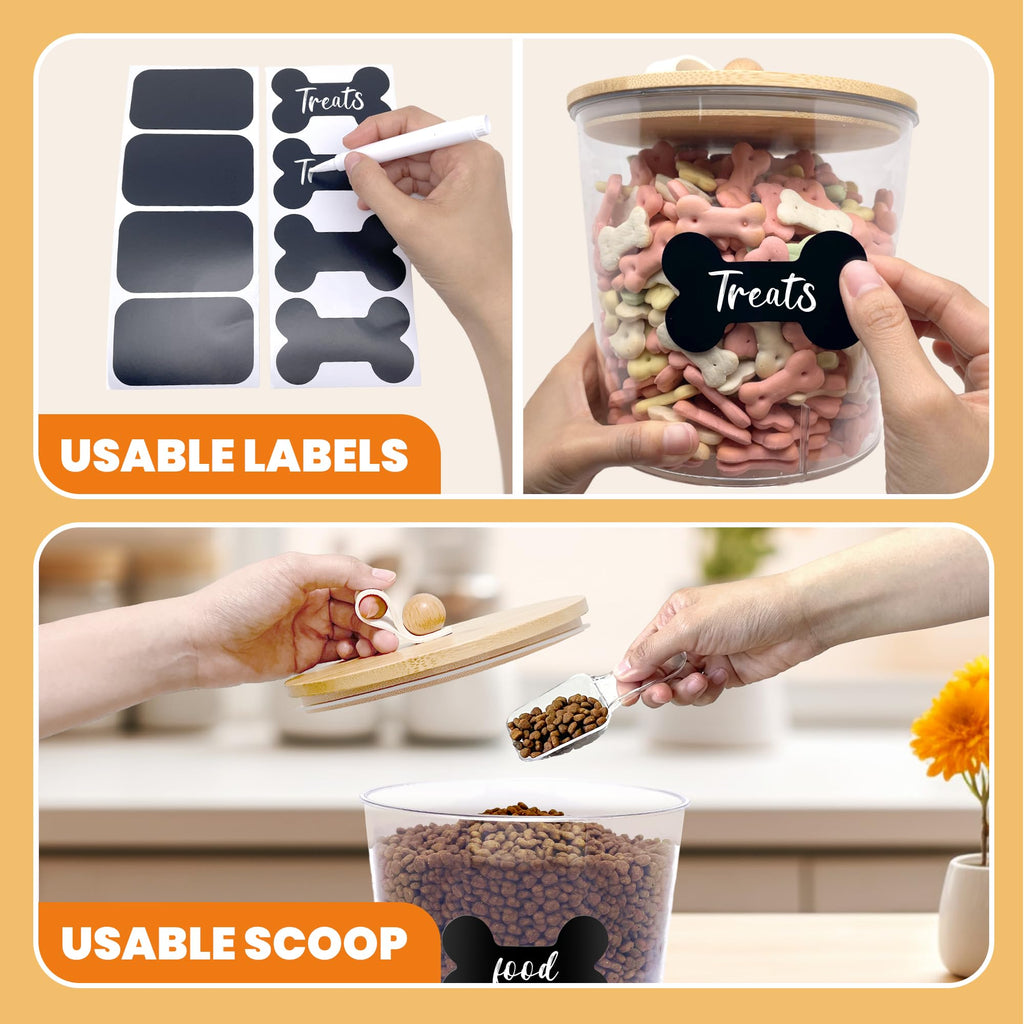 3 Pack Airtight Dog Food Storage Container with Bamboo Lids D83991
