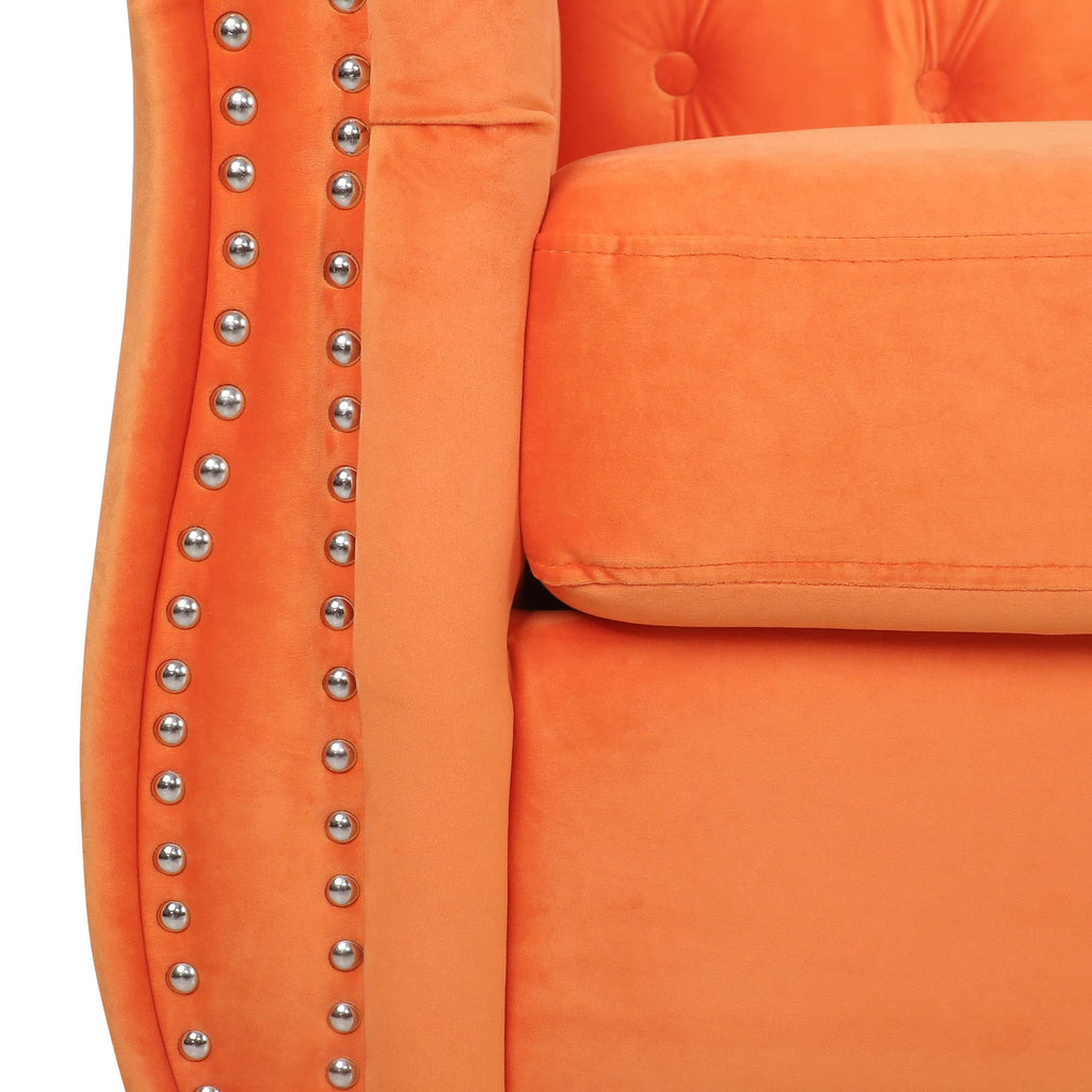 Orange Velvet 3 Seat Sofa O789971