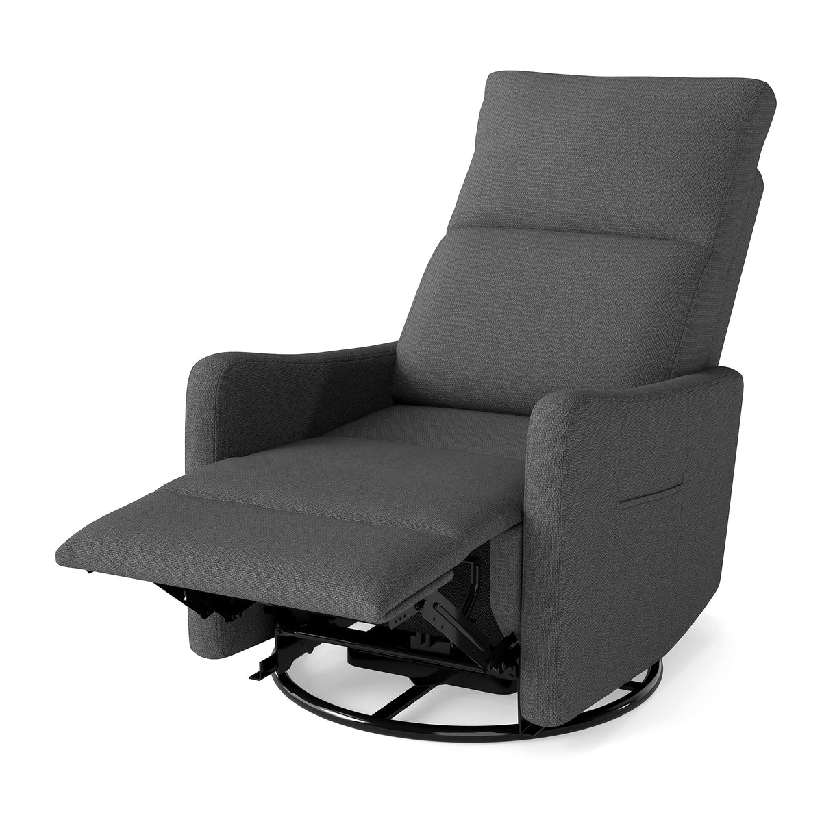 Dark Gray Swivel Rocker Recliner Chair C6452