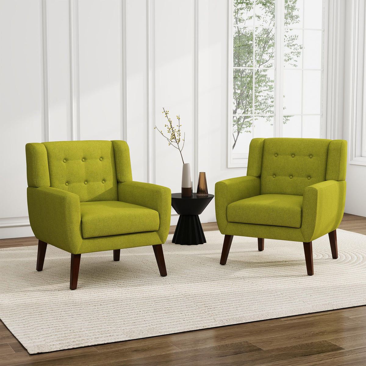 Green Fabric Accent Chairs Set of 2 D93485