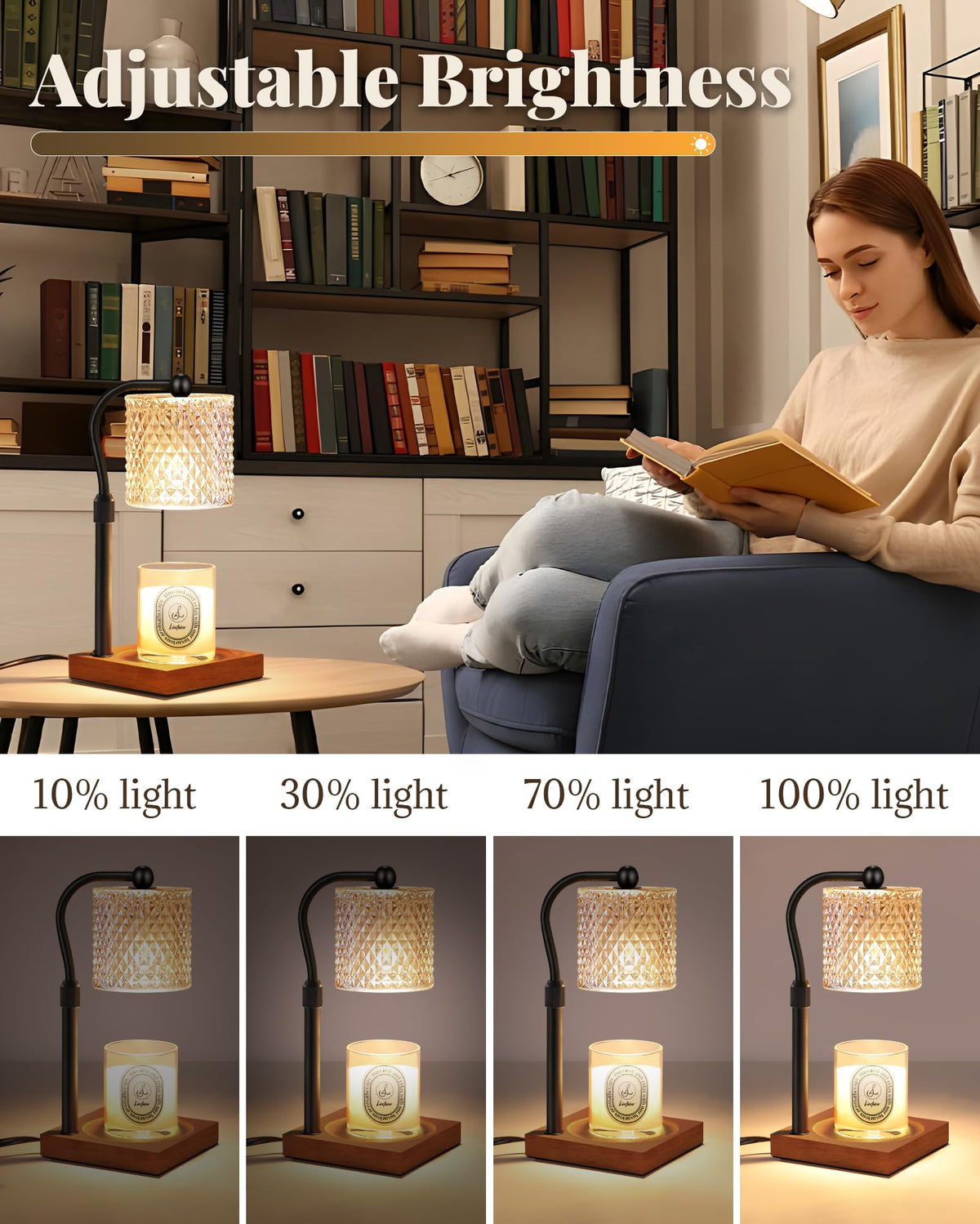 2 Pack Candle Warmer Lamp with Timer Dimmer Adjustable Height T848695
