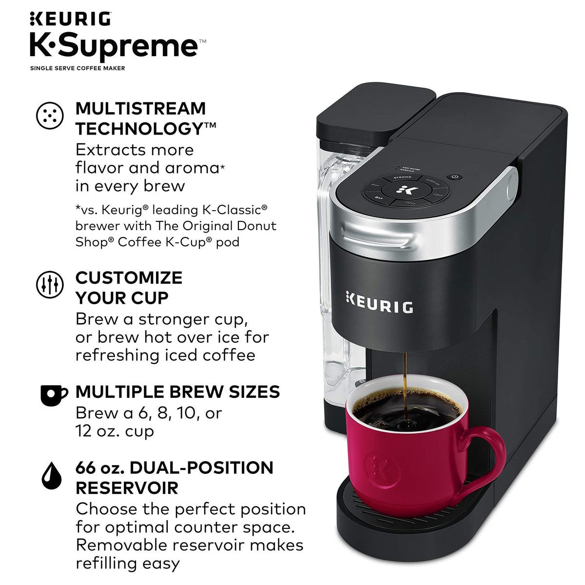 Compact Single Door Mini Fridge with Freezer, 2.5 Cubic Feet, Black & Single Serve K-Cup Pod Coffee Maker, Black C138