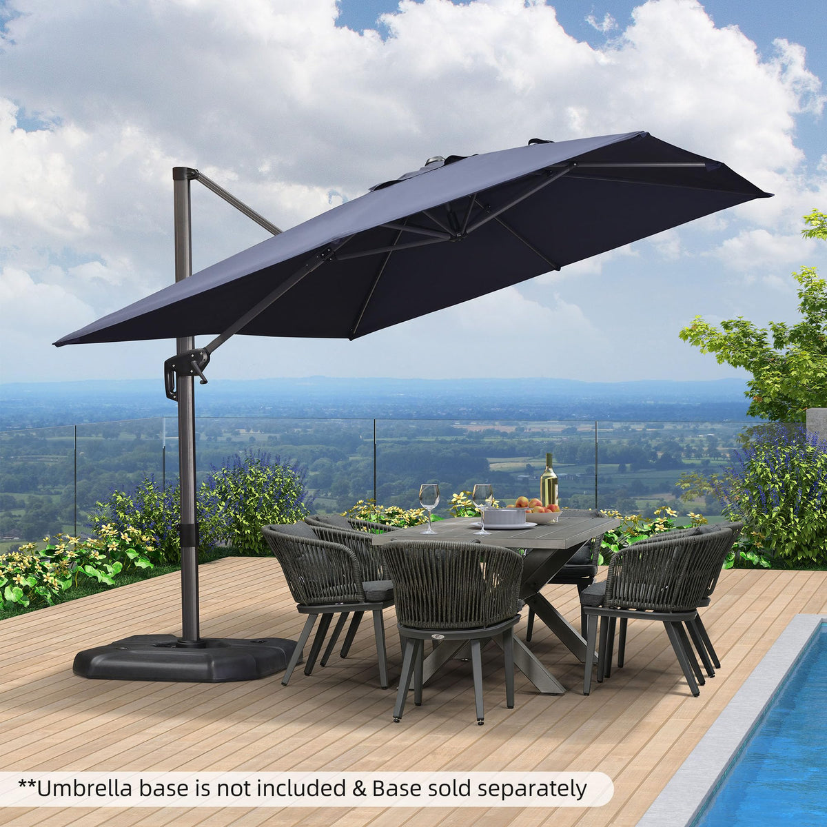 Navy Rectangle Patio Umbrella N5040