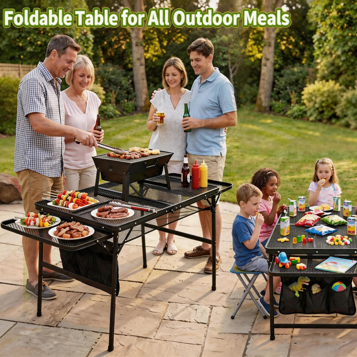Folding Camping Table with 2 Wing Panels Q818