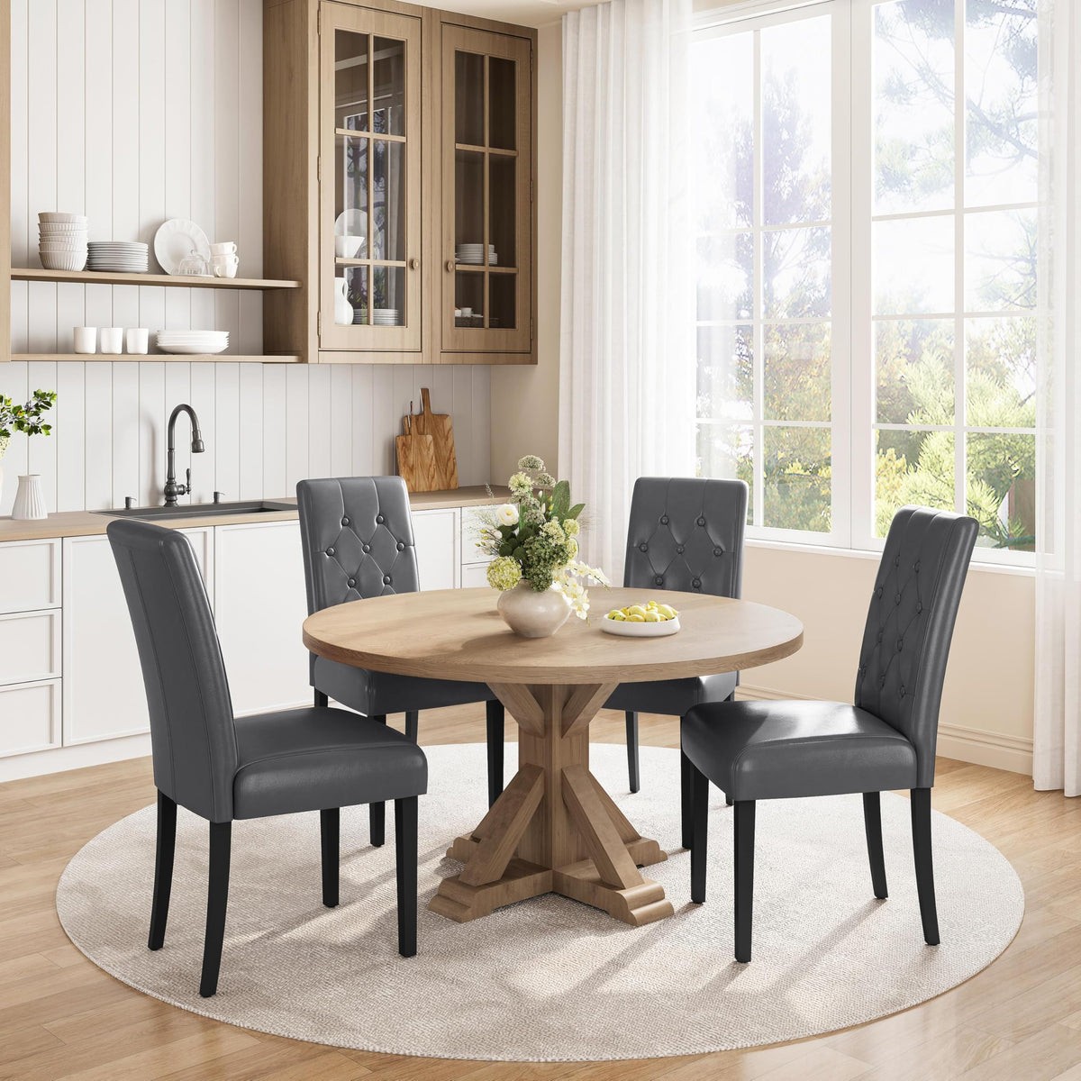 Dining Chairs Set of 2 Tufted Gray G803605