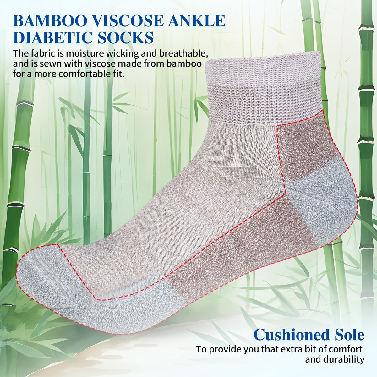 Diabetic Socks for Men, 10 Pairs Ankle & Low Cut Size 9-15 H766