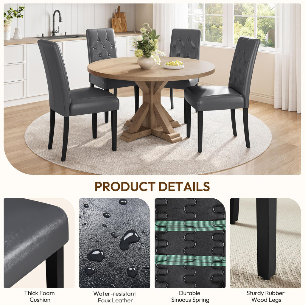 Dining Chairs Set of 2 Tufted Gray G803605