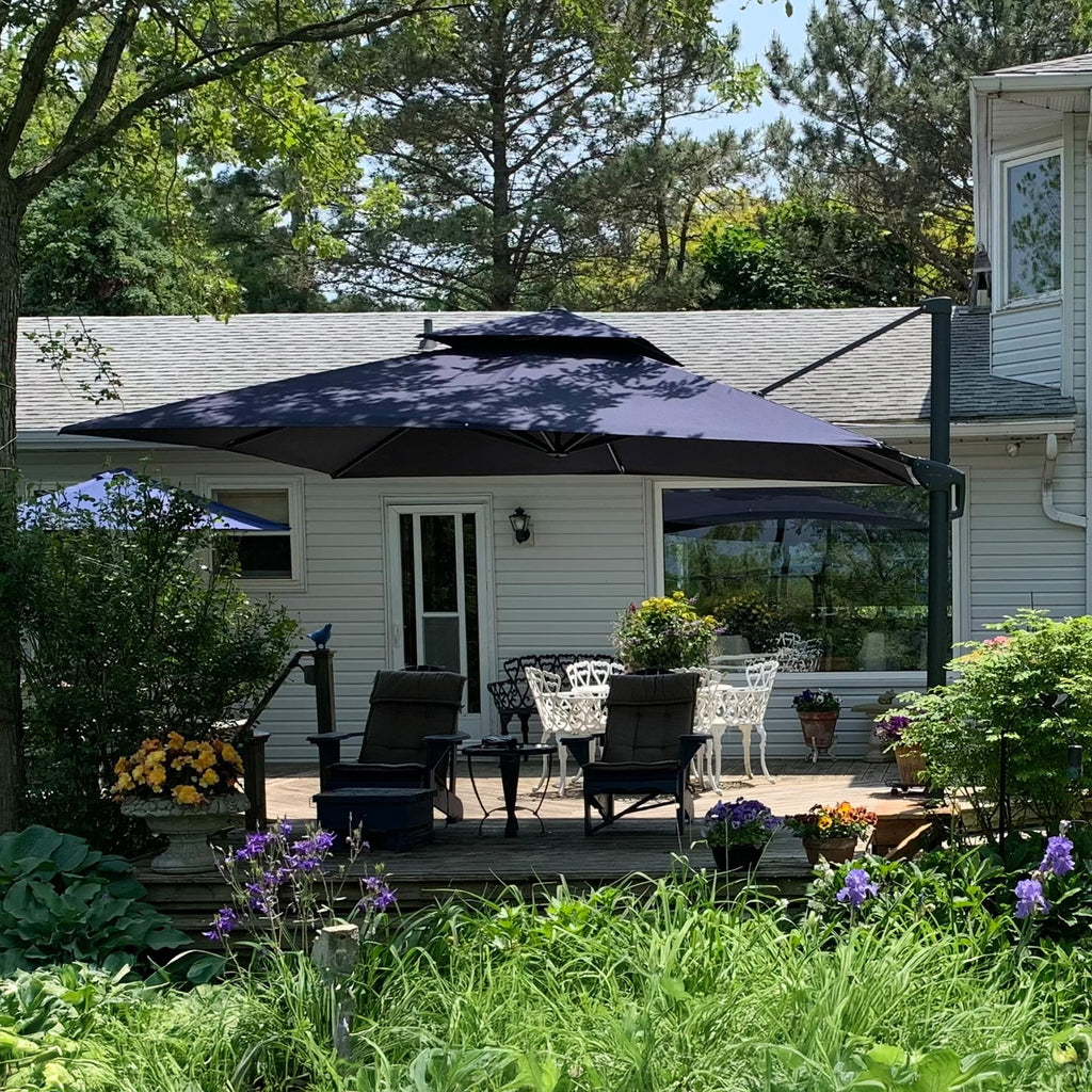 10FT Double Top Navy Blue Cantilever Umbrella U926477