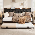 Black Metal Twin Daybed with Trundle and Storage Headboard T508859