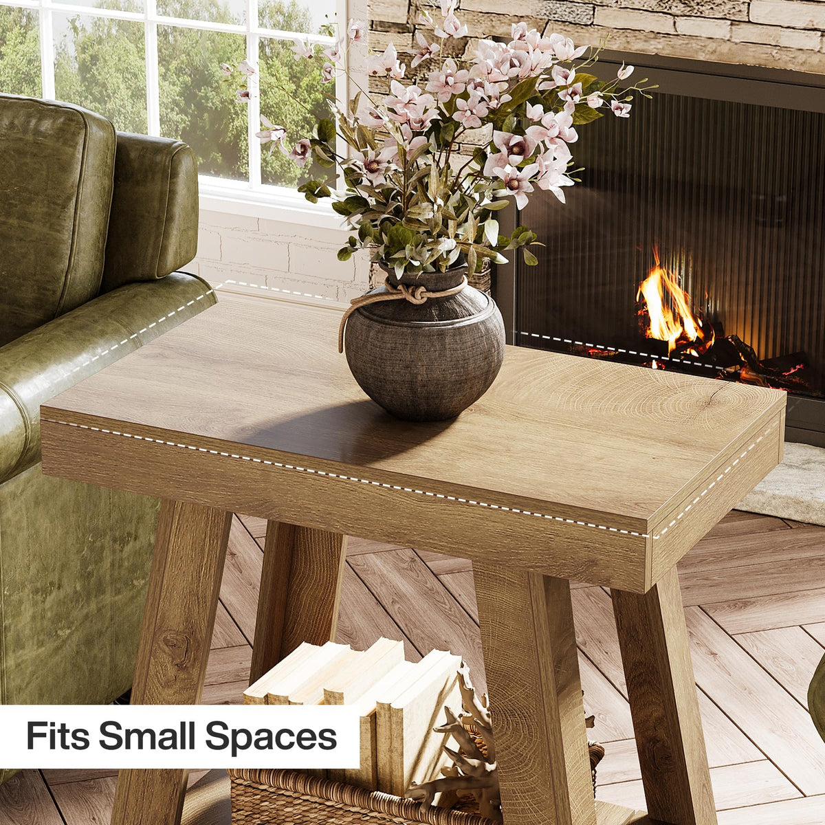 2-Tier Wooden End Table with Storage J6975