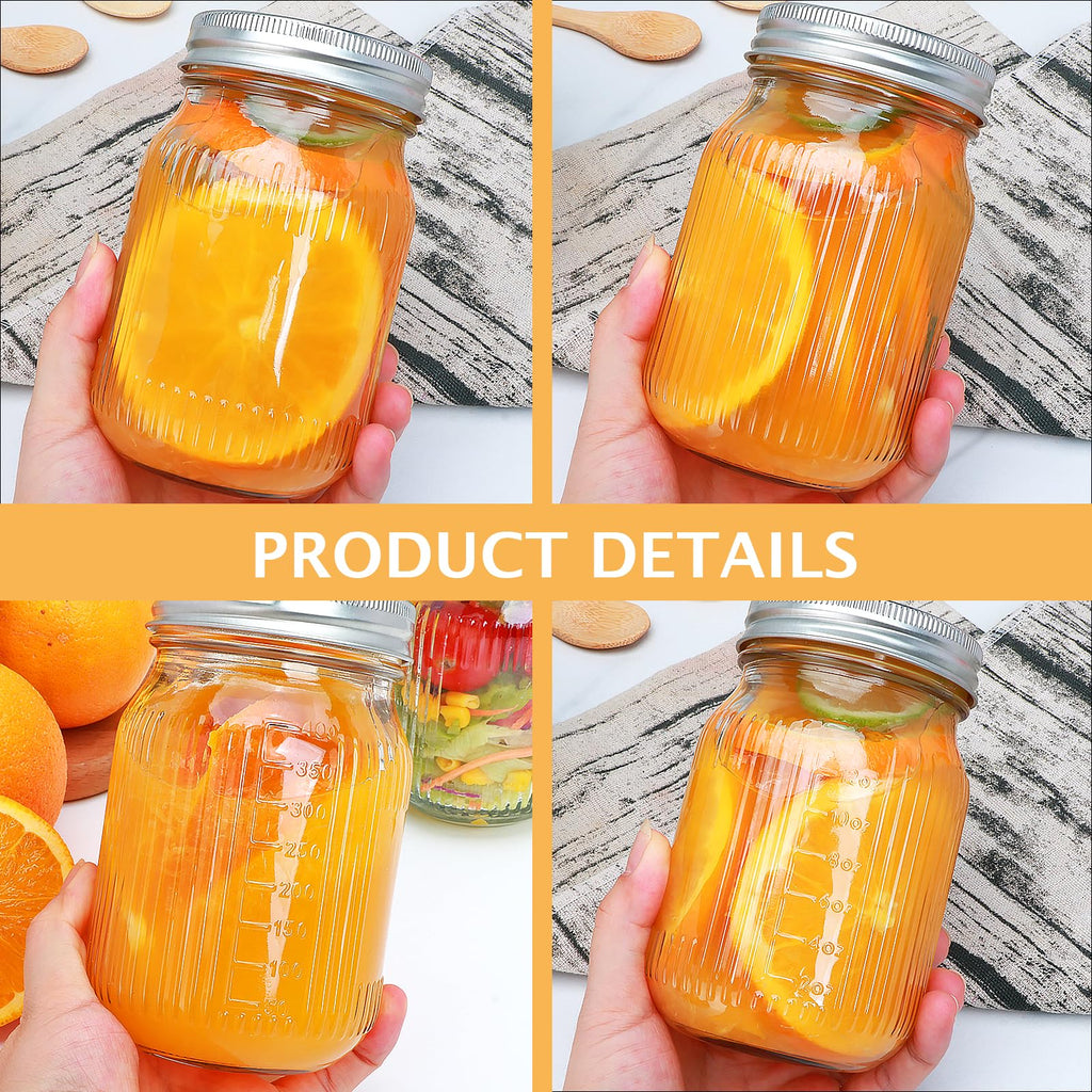 16 Pack 16 oz Mason Jars with Lids C289857